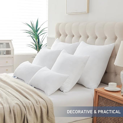 Leeden 22x22 Pillow Inserts, 22 Inch Decorative Throw Pillow Inserts, Soft Fluffy Square Throw Pillows for Couch, Sofa, Bed, and Home Decor White Cushion Pack of 2