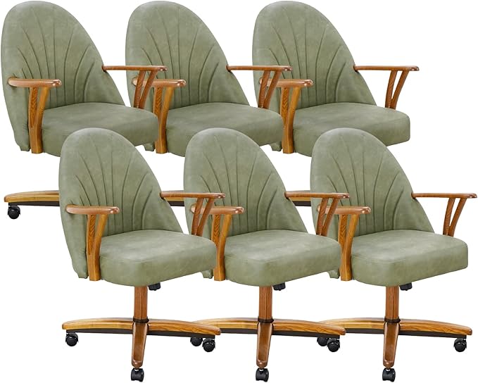 Chromcraft Set of 6 Swivel Tilt Chairs, Chairs with Wheels for Kitchen Room