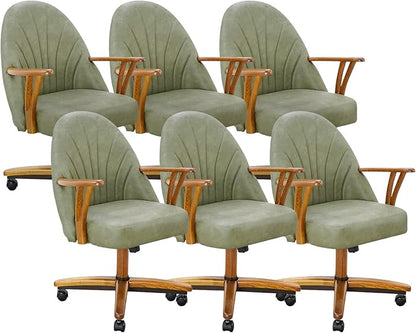 Chromcraft Set of 6 Swivel Tilt Chairs, Chairs with Wheels for Kitchen Room