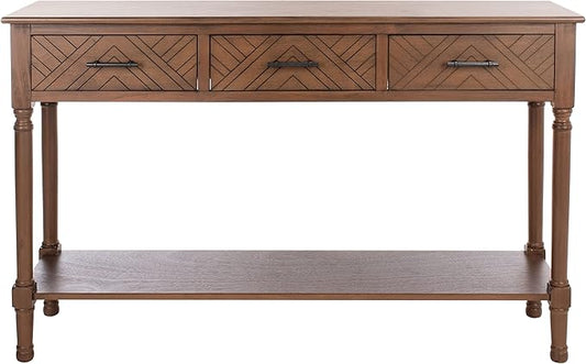 SAFAVIEH Home Collection Peyton Brown 3-Drawer Lower Shelf Console Table CNS5705C