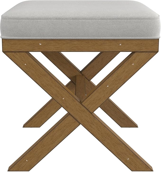 Hillsdale Somerset Backless Wood Vanity Stool for Makeup Room or Bathroom, Dark Driftwood