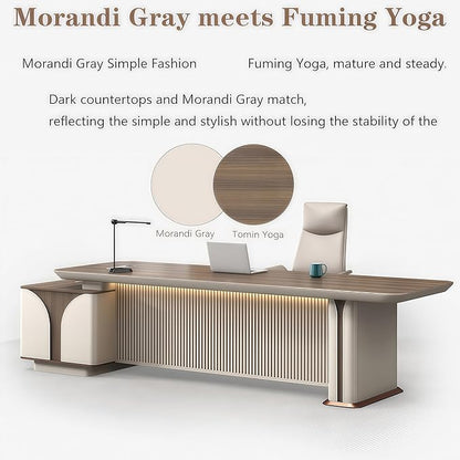 Modern L Shaped Desk, 102.4 inch Large Desk with Storage, Executive Desks for Home Office No Installation Required with Drawers and Lockable