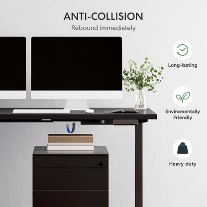 SANODESK L Shaped Standing Desk Adjustable Height, Electric Corner Standing Desk, 63 x 48 inch Sit Stand Computer Table with Splice Board, Black
