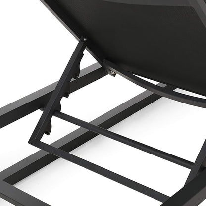 Christopher Knight Home Vivian Outdoor Aluminum Chaise Lounge with Mesh Seating (Set of 2), Black