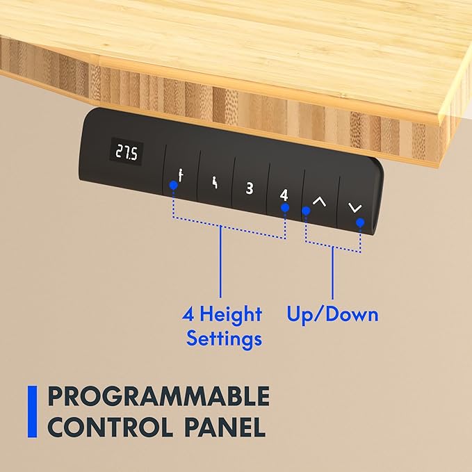 FLEXISPOT E3 Bamboo Dual Motor 72 x 30 Electric Standing Desk Sit Stand Up Desk, Holds 220 lbs, Adjustable Height w/Memory Presets, Solid Bamboo Curved Desktop & Black Frame, Ships in 2 Boxes