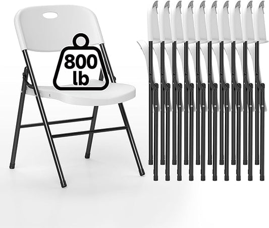 80 Pack Folding Chair, 800 Weight Limit Heavy Duty Plastic Folding Chair Portable Seating for Indoor Outdoor Events, Wedding, Party, Restaurant, Meeting Room White