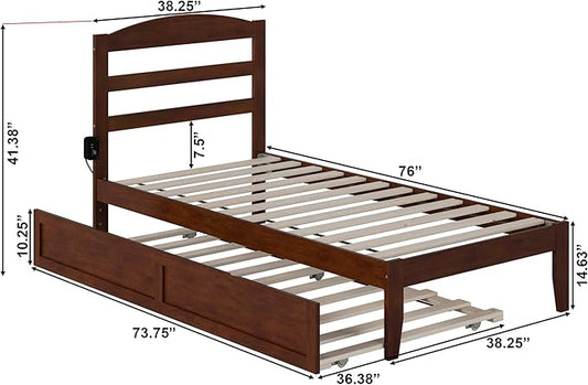 AFI, Warren Twin Platform Bed with Twin Trundle, Walnut