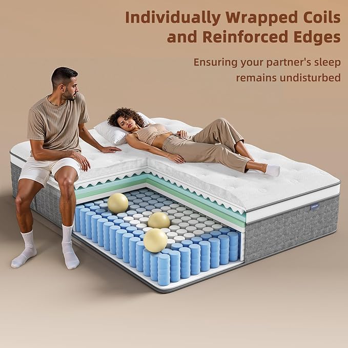 Mattress Twin Size, Medium Firm 10 Inch Mattress with Extra Lumbar & Shoulder Support, Hybrid Mattresses with Gel Memory Foam Pain Relief - Fiberglass Free - No Odor - 365 Night Trial