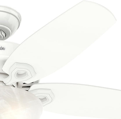 Hunter Fan 42 inch Small Room Ceiling Fan in Snow White with Bowl Light Kit (Renewed) (Snow White)