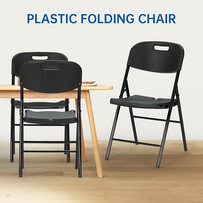 60 Pack Thicker 800 LBS Black Folding Chairs, Commercial Grade Folding Chair, Foldable Chairs for Events