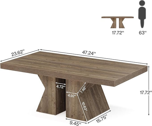 Tribesigns Wood Coffee Table, 47-Inch Rectangular Center Table with Thick Wooden Base, Farmhouse Wood-Look Cocktail Table for Living Room (Brown)