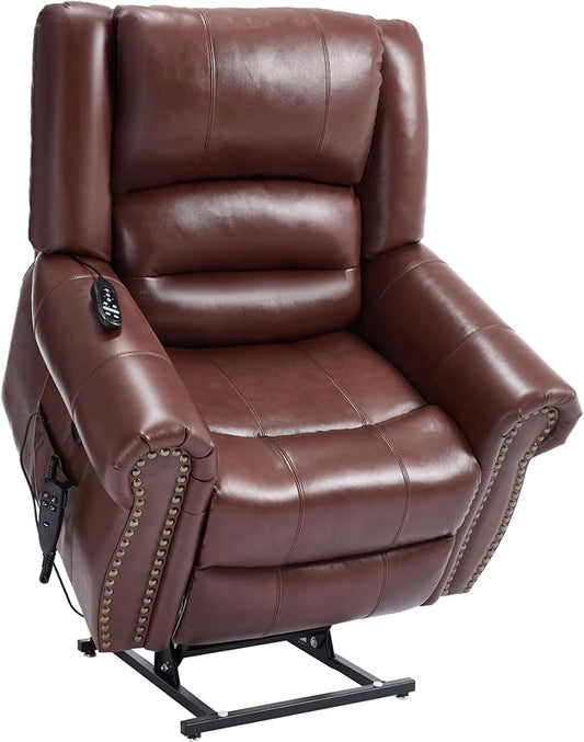 Recliner Chairs for Adults, Oversized Bedroom Chair with Massage, Sofa Chair Home Theater Seating with Lumbar Support, Lift Chair for Elderly, Nursery Chair for Living Room (Genuine Leather)