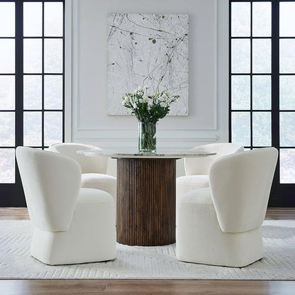 Liberty Furniture Accent Dining Chairs with Castors - Rounded Arm - Ivory Upholstry - Set of Four