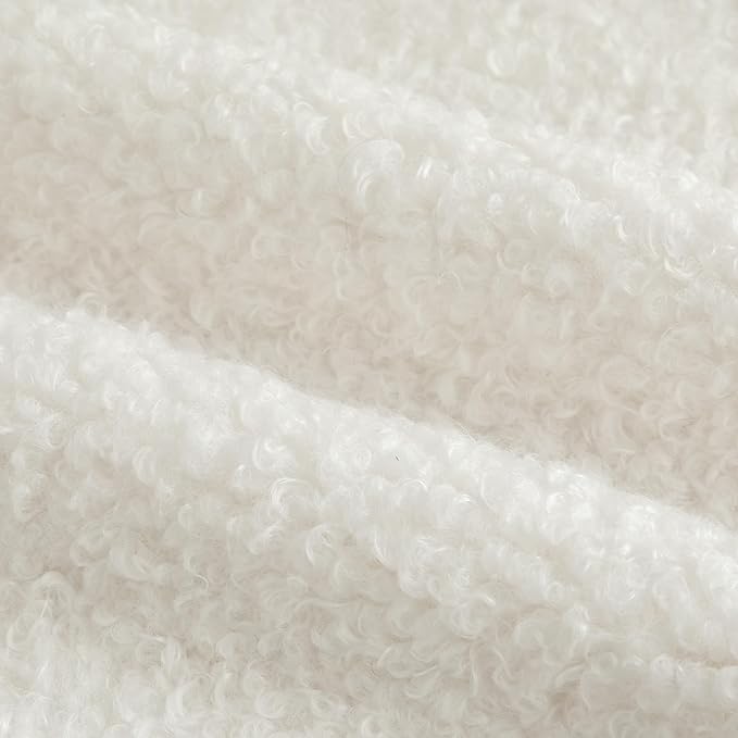 Pack of 2 Curly Teddy Wool Faux Fur Throw Pillow Covers Fuzzy Accent Soft Sherpa Pillowcases Sheepskin Fleece Decorative Cushion Case for Sofa Couch Living Room 20x20 Inch Neutral White