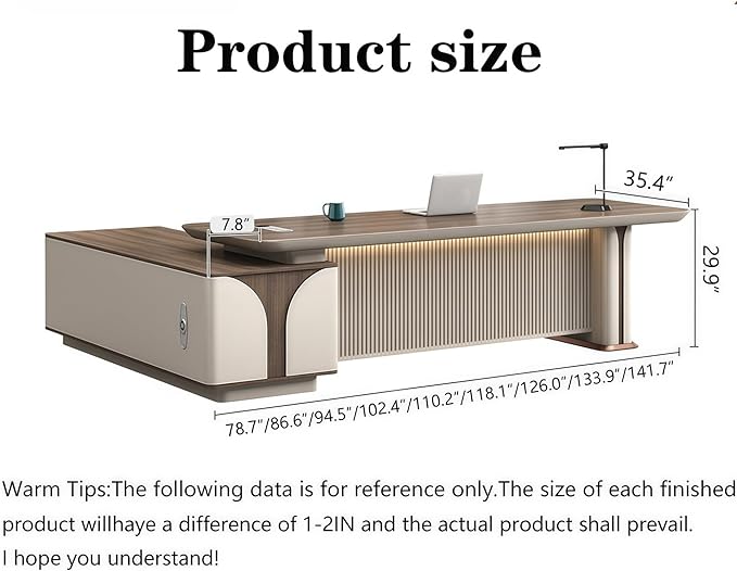 Modern L Shaped Desk, 133.9 inch Large Desk with Storage, Executive Desks for Home Office No Installation Required with Drawers and Lockable