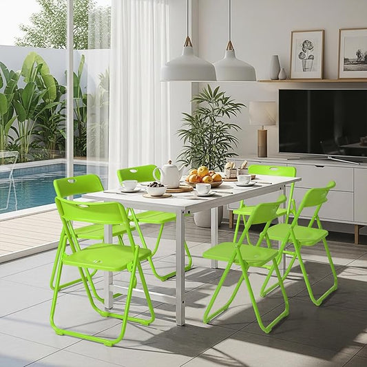 Karl home 10 Pcs Folding Chair, 300LBS Lightweight Foldable Plastic Chair, Reinforced Metal Frame Easy to Fold & Store for Indoor & Outdoor, Wedding, Party, Meeting Room, Patio and Garden, Green