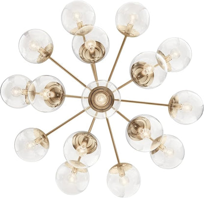 KICHLER Silvarious 16-Light Convertible Chandelier, Soft Modern Light with Clear Glass in Champagne Bronze, for Dining Room, Living Room or Foyer (26" x 38"), 52702CPZCLR