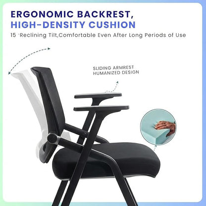40 Pack Stackable Conference Room Chairs with Paddle Folding Office Chair Foldable Desk Chair Mesh Back and Arms for Conference Meeting Guest Reception Home Office Training Room Chair Black