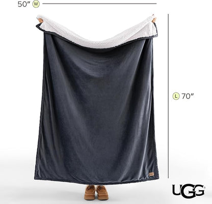 UGG Bliss Throw Blanket Plush Soft Fleece Fluffy Blankets for Bed or Couch Oversized Warm Reversible Machine Washable Medium Weight Home Decor Giftable Throw, 50-inch x 70-inch, Imperial Blue