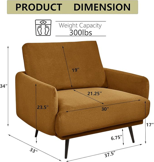 Oversized Accent Chair for Living Room Chairs Reading Arm Chair Comfy Modern Single Sofa Side Chairs with Metal Legs & Soft Cushion for Bedroom, Waiting Room (Velvet Brownish, Set of 2)