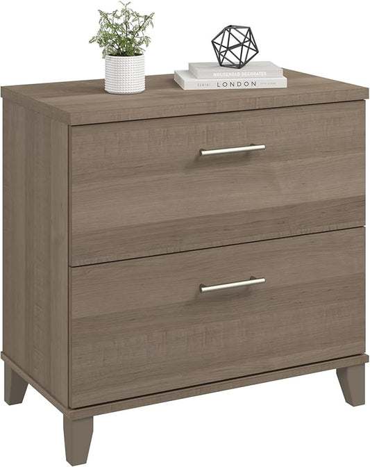 Bush Furniture 2 Drawer Lateral File Cabinet, Letter and Legal-Size Document Storage for Home or Professional Office, Somerset Collection, Ash Gray