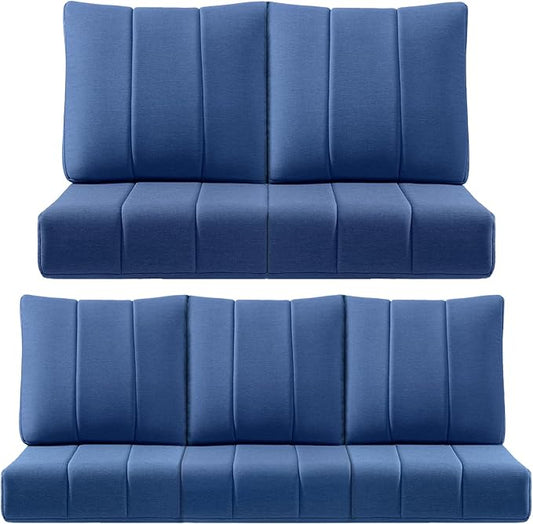 Luxury 24x24x6 Inch Kitty Outdoor Cushions for 5 Peice Patio Set - Set of 5 Outside Deep Seat Cushion for Porch Furniture Dining Rocking Glider Loveseat Sectional Sofa - Navy Blue