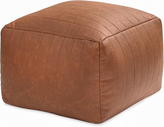 Anji Mountain 100% Handmade & Handcrafted Comfortable Home Décor Pouf Ottoman Footrest for Living Room, Bedroom, Nursery, Kidsroom, Patio Furniture - (22" x 22" x 16" - Camel)