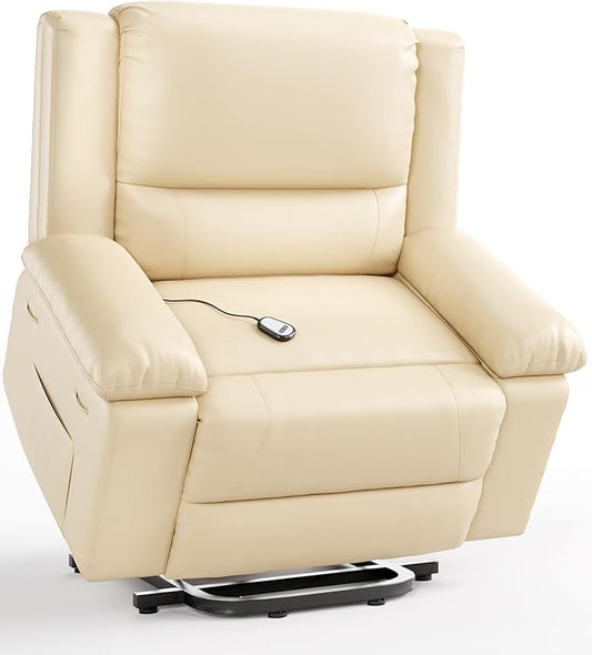 GarveeHome Oversized Wide Power Lift Recliner Chair - Heat and Massage, Faux PU Leather, Adjustable Back and Legs, Electric Lift Chair Designed for The Elderly and People with Mobility impaired