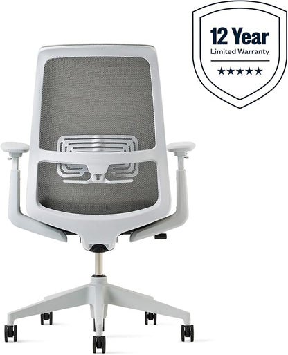 Haworth Soji Office Chair with Ergonomic Adjustments and Lumbar Support, Flexible Mesh Back (Stone)