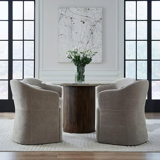 Liberty Furniture Accent Dining Chair with Castors - Squared Arm - Truffle Upholstry
