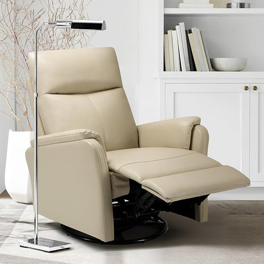 COLAMY Faux Leather Swivel Recliner Chair with Footrest, High Back with Double-Layer Cushion, Glider Recliner for Nursery & Living Room, Bedroom, Mist