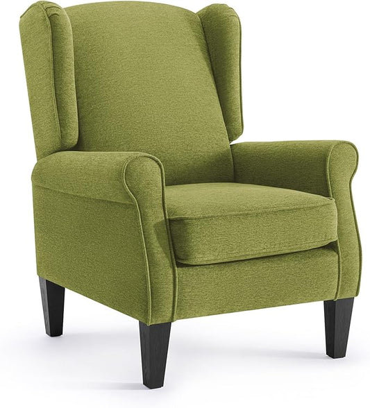 Accent Chair for Living Room, High Back Reading Armchairs with Removable Seat Cushion, Mid-Century Green Single Couch in Fabric, Modern Ergonomic Wingback Chair for Bedroom,Club, Balcony