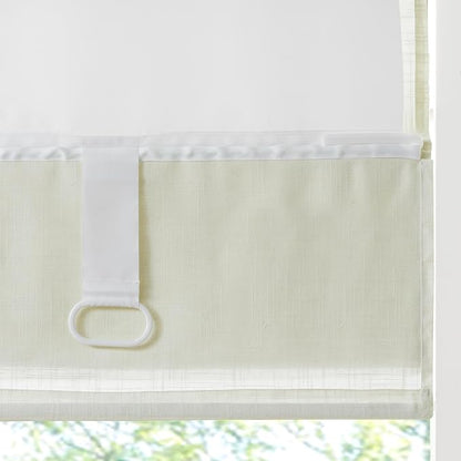 Madison Park Kyler Cordless Roman Shades - Single Panel, Lightweight Linen Blend Fabric, Natural Design, Easy Installation, Light Filtering Window Blind, Bedroom, Living Room Decor 35"W x 64"H Ivory