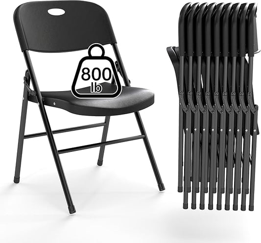 40 Pack Folding Chair, 800 Weight Limit Heavy Duty Plastic Folding Chair Portable Seating for Indoor Outdoor Events, Wedding, Party, Restaurant, Meeting Room Black