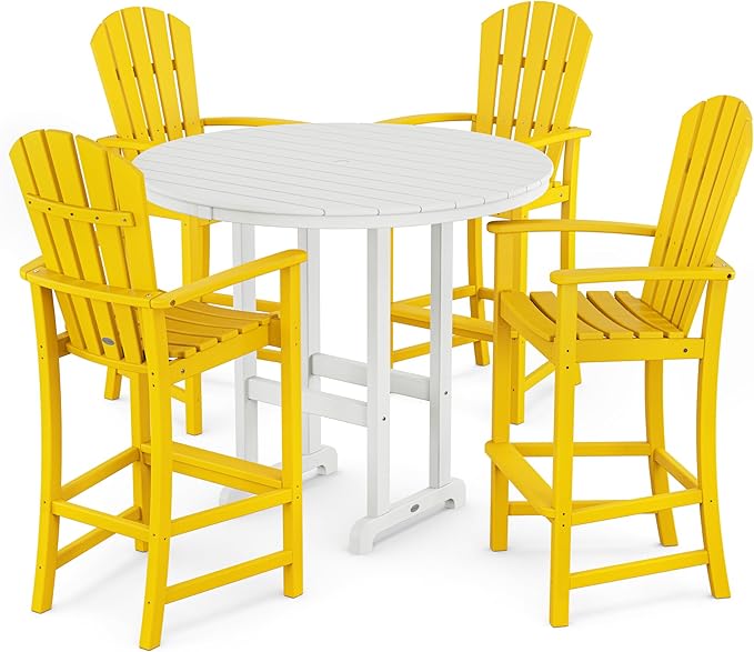 POLYWOOD® Palm Coast Bar Set, Lemon/White