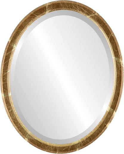 OVALCREST Oval Beveled Wall Mirror for Home Decor - Toronto Style - Champagne Gold - 26" x 20"