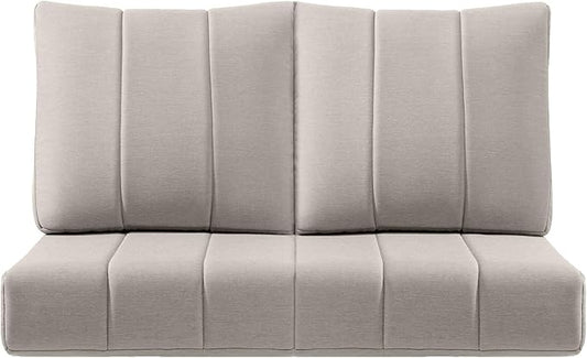 Luxury 24x24x6 Inch Kitty Outdoor Seat Cushions - Set of 2 Water Resistant Patio Chair Seat Cushion for Rattan Dining Rocker Glider Chairs Loveseat Couch Sectional Sofa - Beige