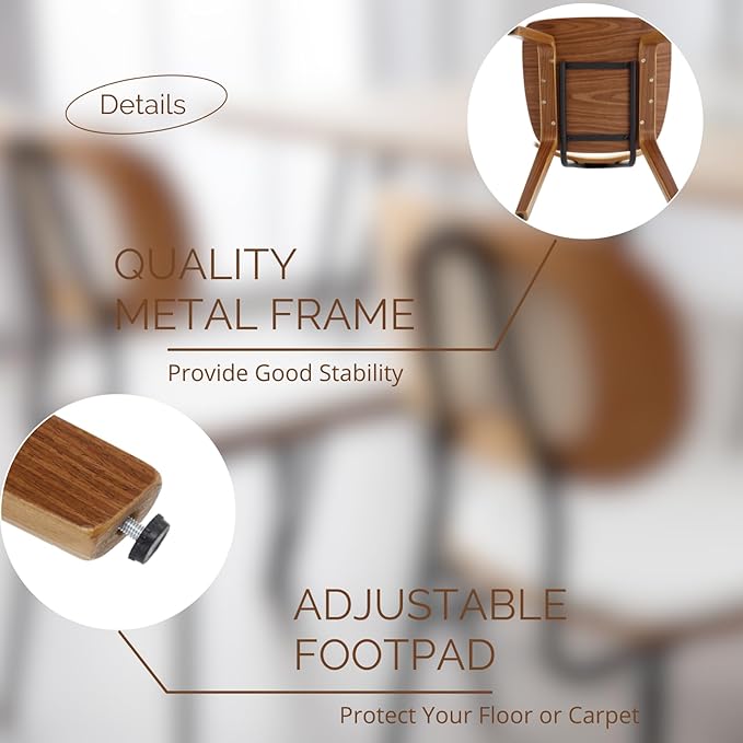 Mid-Century Dining Chairs Set of 2, PU Leather Kitchen Chairs with Rattan Backrest Wooden Legs Armless Design for Dining Room Living Room, Beige