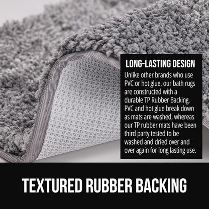GORILLA GRIP Ultra Soft Plush Bathroom Rugs with Textured Rubber Backing, Absorbent Quick Dry Bath Mat, Machine Washable Shower Mats, Home Décor Accessories Bathmat Rug Essentials, 30 x 18 Grey