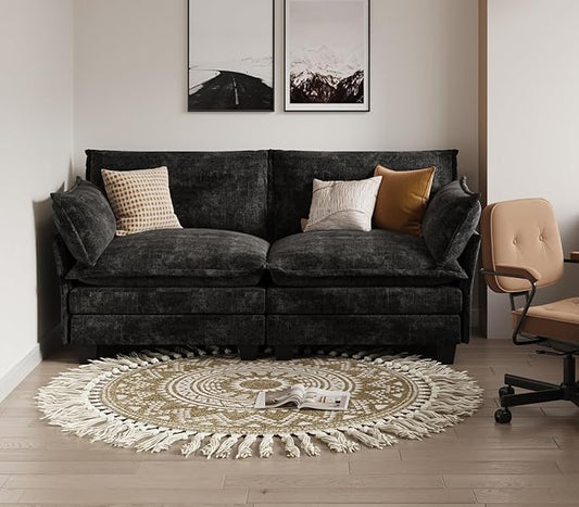 KKL Modular Sectional Sofa, Loveseat 2 Seater Cloud Couch, Chenille Modern Sectional Couches for Living Room, Apartment