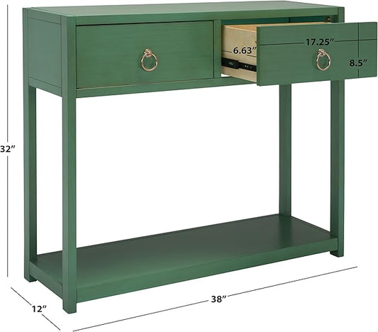 SAFAVIEH Home Collection Sadie Contemporary Turquoise Green 2-Drawer Console Table (Fully Assembled)