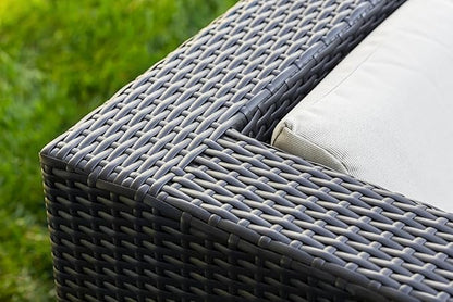 Outdoor Patio Furniture with 6-inch Thick Rainshield Cushions, No-Assembly 7-Piece All-Weather Wicker Sectional Set (Supercrylic Turquoise)