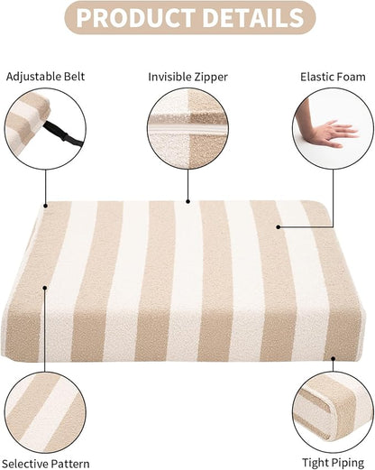 Outdoor Cushion Set for Patio Furniture Deep Seat Chair Cushions Sofa Chair Pad, 24.4x23.6 Inch, Khaki Stripe