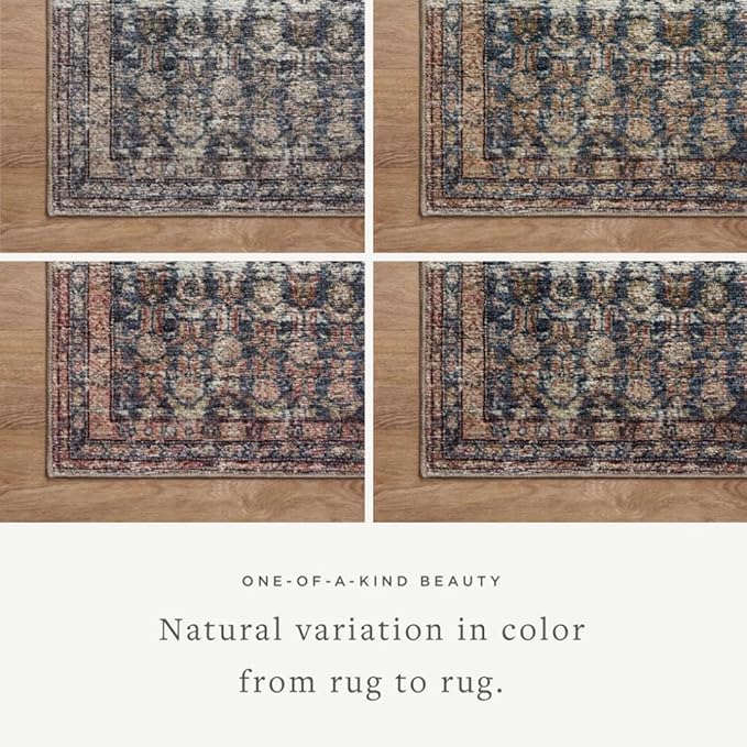 Loloi Amber Lewis Billie Collection, Ocean & Brick 8'-6" x 11'-6" Area Rug – Antique & Distressed Accent Rugs for Living Room, Bedroom, Entryway & Hallway, No Shed High Traffic Area Home Decor Rug