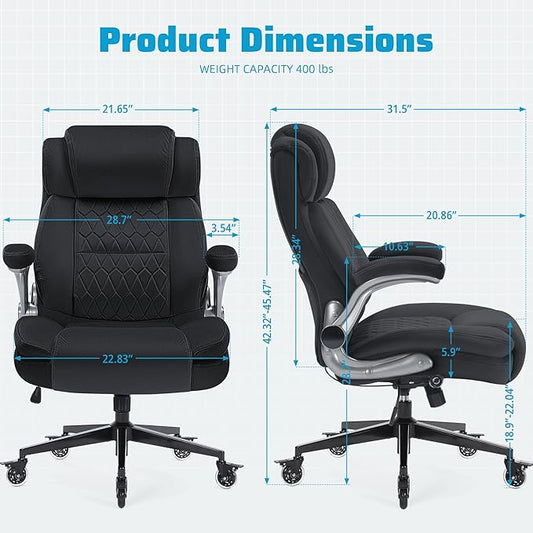Large High Back Office Chair with Flip Arms- Executive Desk Chair with Locking Wheels, Adjustable Lumbar Support, Ergonomic Breathable Fabric Computer Chair Prevents Cats Scratching