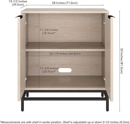 Henn&Hart 28" Fluted Wooden Accent Cabinet, Modern Ribbed Sideboard Buffet Cabinet with 2 Doors and an Adjustable Shelf for Living Room, Dining Room, Bedroom or Entryway, Alder White