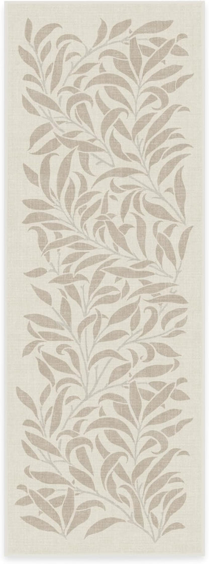 RUGGABLE x Morris & Co Machine Washable Runner Rug – Pure Willow Boughs Natural 2.5x7, Stain-Resistant, Non-Slip – Washable Rug for Hallway, Entryway, Living Room & Kitchen–with Cushioned Pad