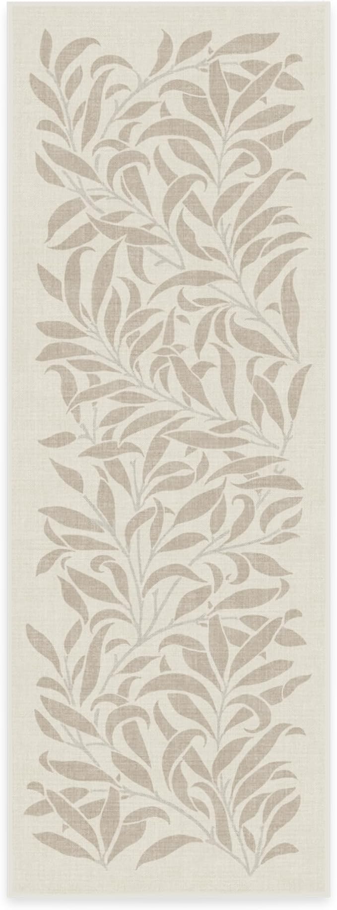 RUGGABLE x Morris & Co Machine Washable Runner Rug – Pure Willow Boughs Green 2.5x10, Stain-Resistant, Non-Slip – Washable Rug for Hallway, Entryway, Living Room & Kitchen–with Standard Pad