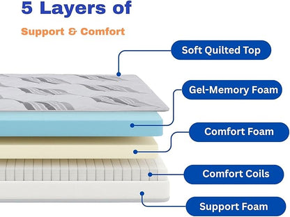 Roam 2.0 RV 12" Hybrid Mattress with Gel Memory Foam, RV Short King 72x75 Mattress, Luxury Medium Feel Made in USA