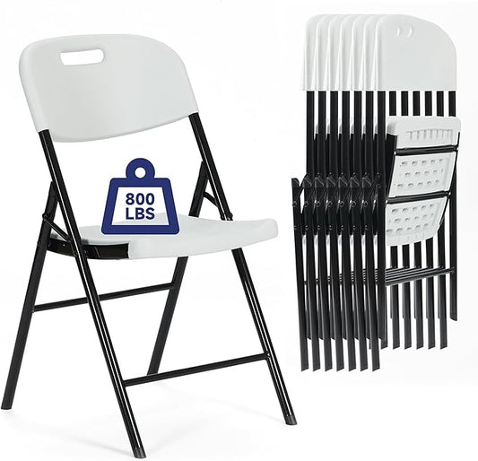 8 Pack Thicker 800 LBS White Folding Chairs, Commercial Grade Folding Chair, Foldable Chairs for Events